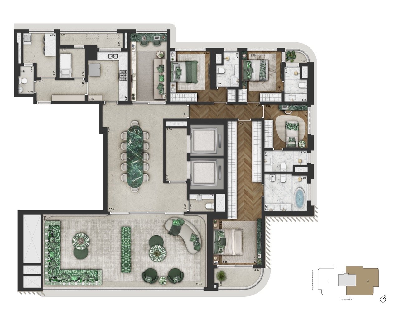 Planta 279,3 m² — Padrão